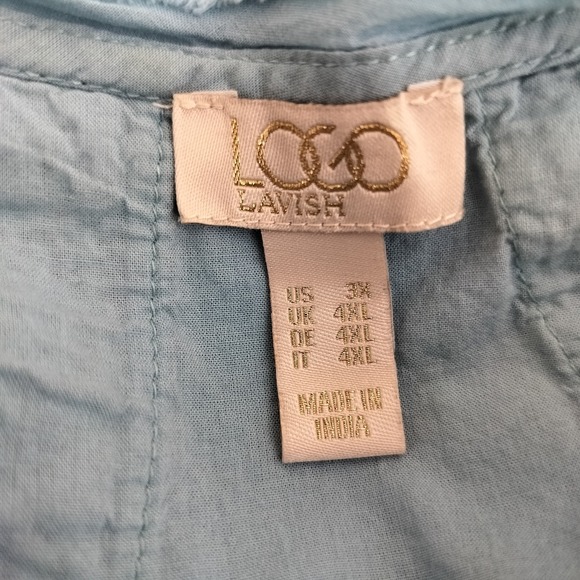 LOGO Lori Goldstein Lavish Button Up Shirt Crochet Lace Inset - Picture 11 of 11